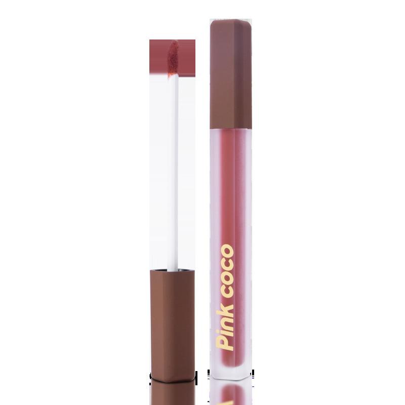 Pink Coco Satin Powder Mist Lip Glaze Silky Color Lock Lip Mud Romantic Escape Long-Lasting Beauty for Busy Girls