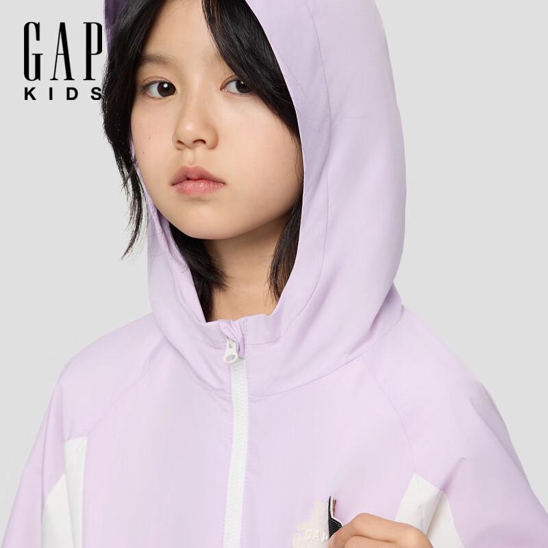 GAP Girls' Windproof & Water-Repellent Logo Hooded Jacket