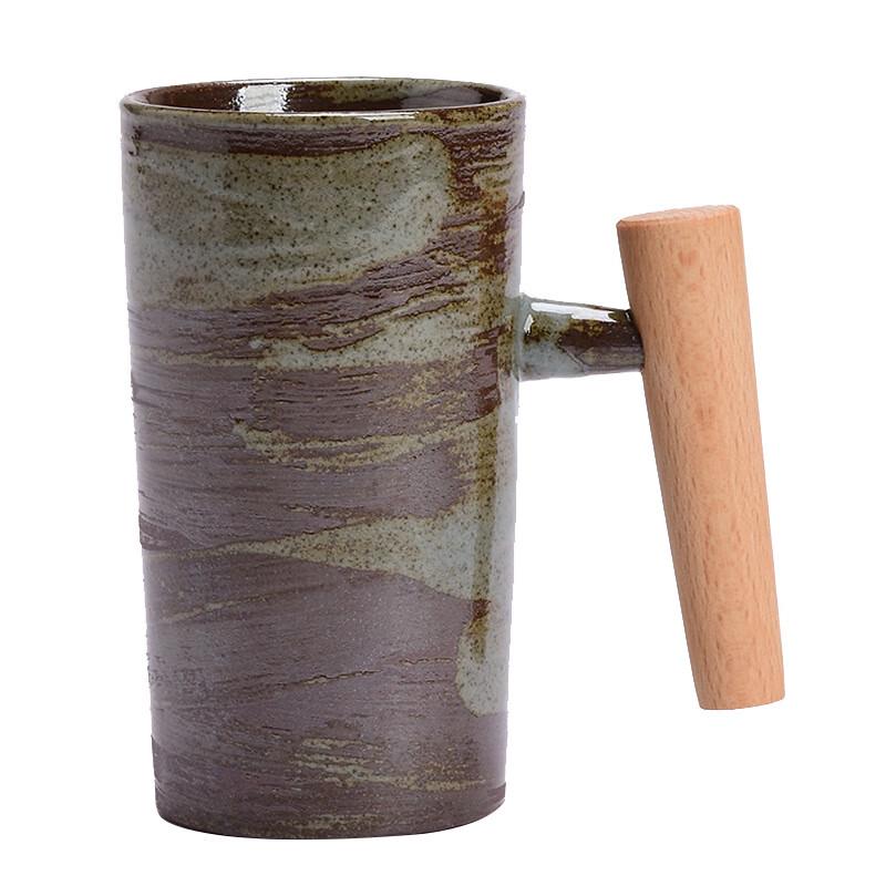 Shangqi Handmade Japanese Ceramic Coffee Mug with Wooden Handle