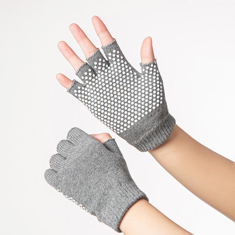 Guantes de yoga Meier de algodón de medio dedo - Antideslizantes, elásticos, guantes de entrenamiento de dedos cortos