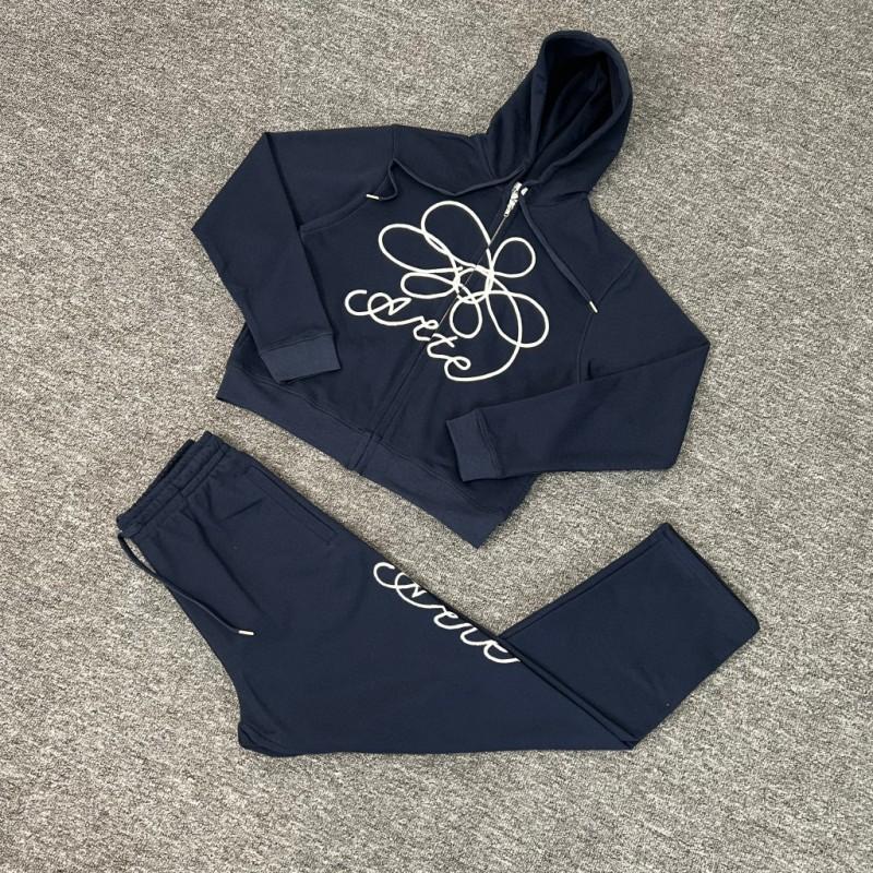 Unisex Hooded Oversized Cotton Sweatshirt With Floral Embroidery Long Sleeve Open Front Pullover Casual Sportwear