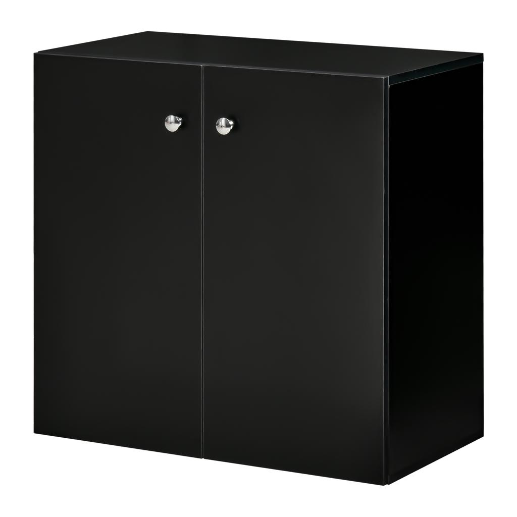 Storage Cabinet w/ Two Shelves Wooden Sideboard Freestanding Kitchen Cupboard Bookcase - Black