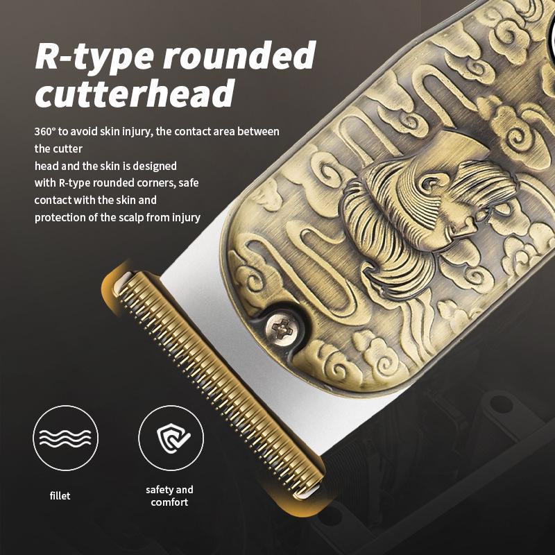 Bronze Rechargeable Hair Clipper Set with Digital Display - Hair Salon Electric Clipper