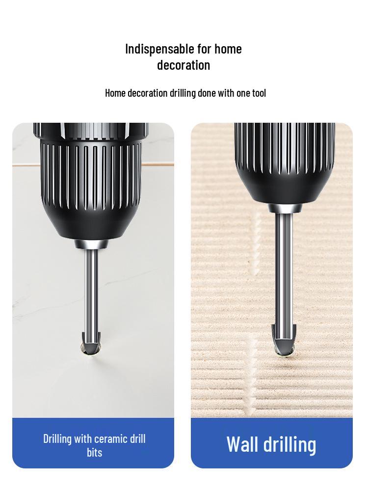 6mm Electric Concrete & Glass Drill Bit - Alloy Triangle Design for Precise Hole Punching