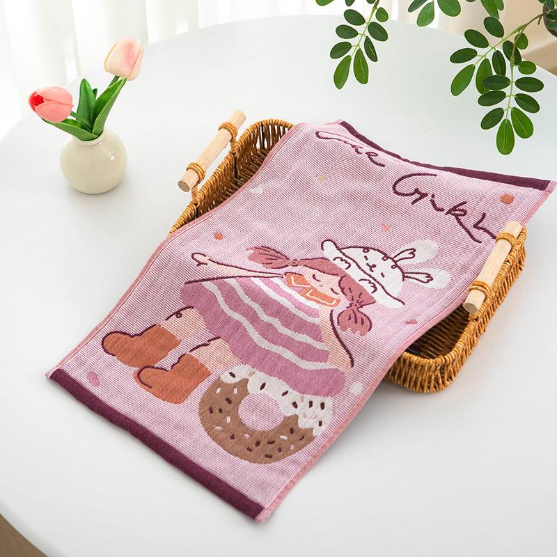 Cartoon Children's Pure Cotton Gauze Towel 25x50cm - Absorbent & Quick-Drying for Face Washing