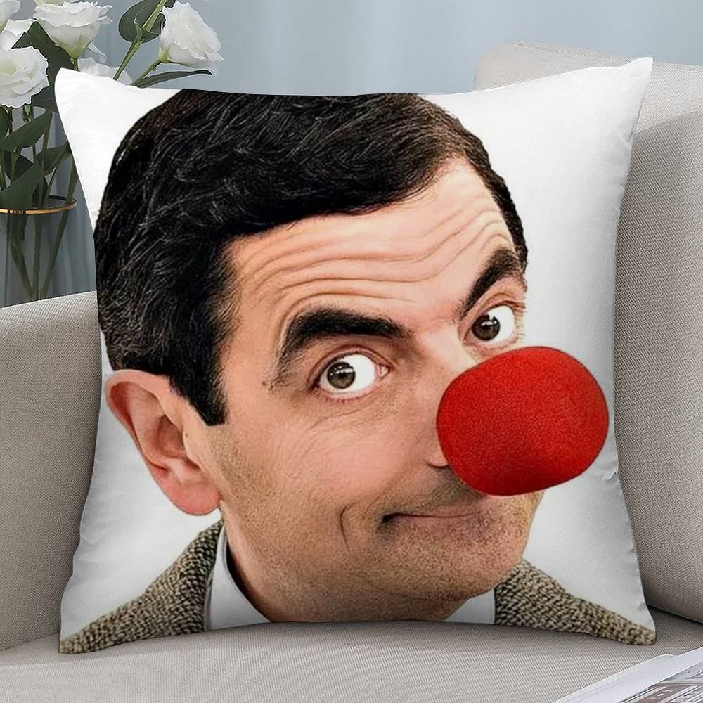 Vtipný obliečka na vankúš Mr. Bean Krátky plyš Dvojstranná potlač Štvorcové poťahy na vankúše Dekoračný vankúš na pohovku do domácnosti