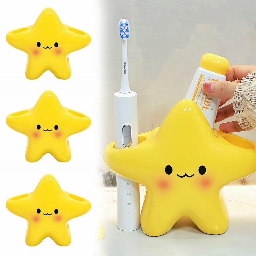 New Cartoon Star Electric Toothbrush Holder Space Saving Waterproof Toothbrush Storage Rack Ceramic Toothpaste Rack