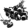 5Pcs 5 Black And White Roses Bouquet Halloween Simulation Flower Bouquet Suitable For Wedding Flower Decoration Office Decoration