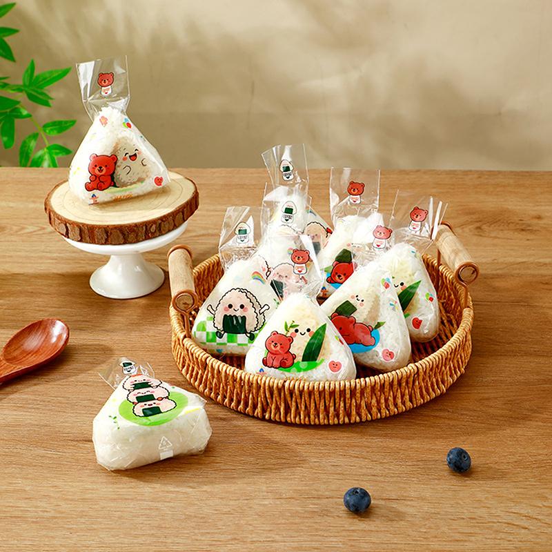 50Pcs Lovely Cartoon Japenese Triangle Rice Ball Packaging Bag Nori Onigiri Sushi Bag Sushi Making Mold Bento Accessories
