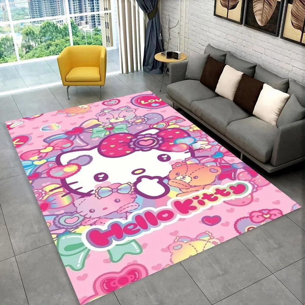 Sanrio Cartoon Girl Carpet New Hello Kitty Cat Rug for Bedroom Living Room Home Sofa Decor Children Crawling Mat
