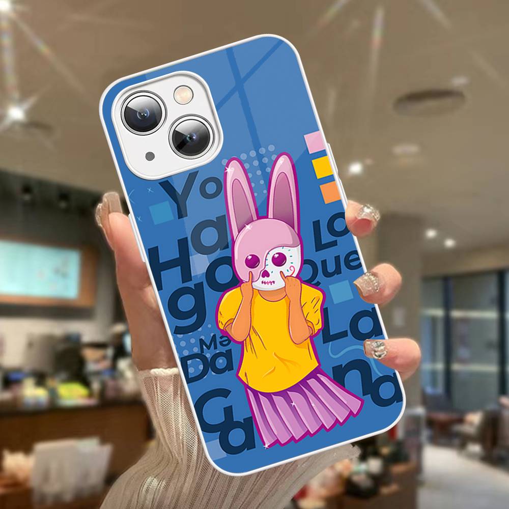 B-Bad Bunny Art For IPhone 14 13 12 Mini 11 Pro XS Max X XR 14 Plus Tempered Glass Cover