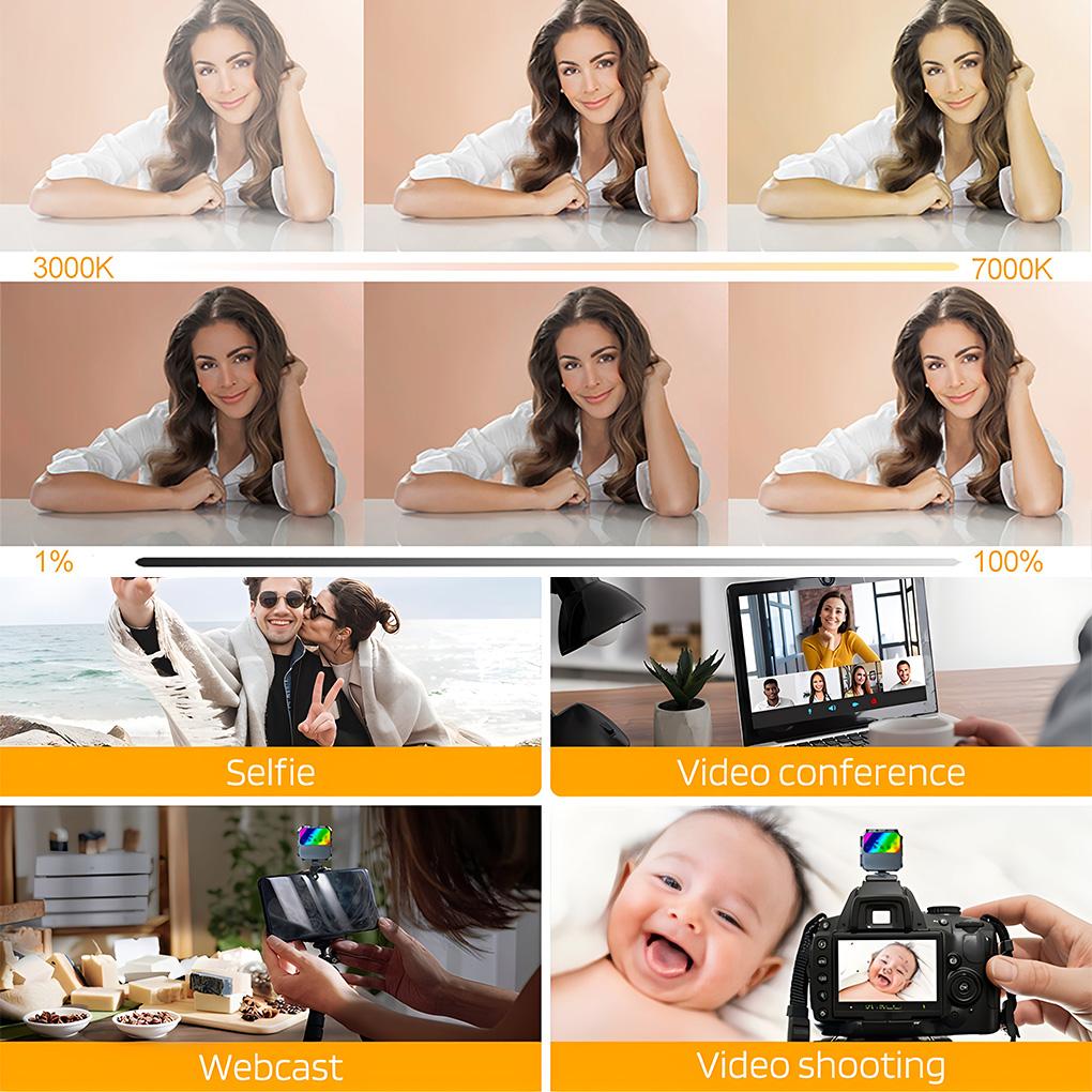 Portable LED Selfie Light for iPhone for Samsung Mobile Phone Laptop Clip Rechargeable Flash Fill Photo Video Photography Lamp