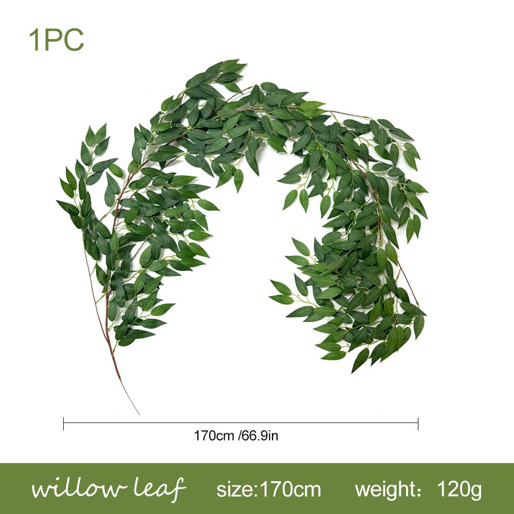 

Украшение для дома Искусственное зеленое растение Симуляция Лист лоха узколистного Ротанг 1PCS