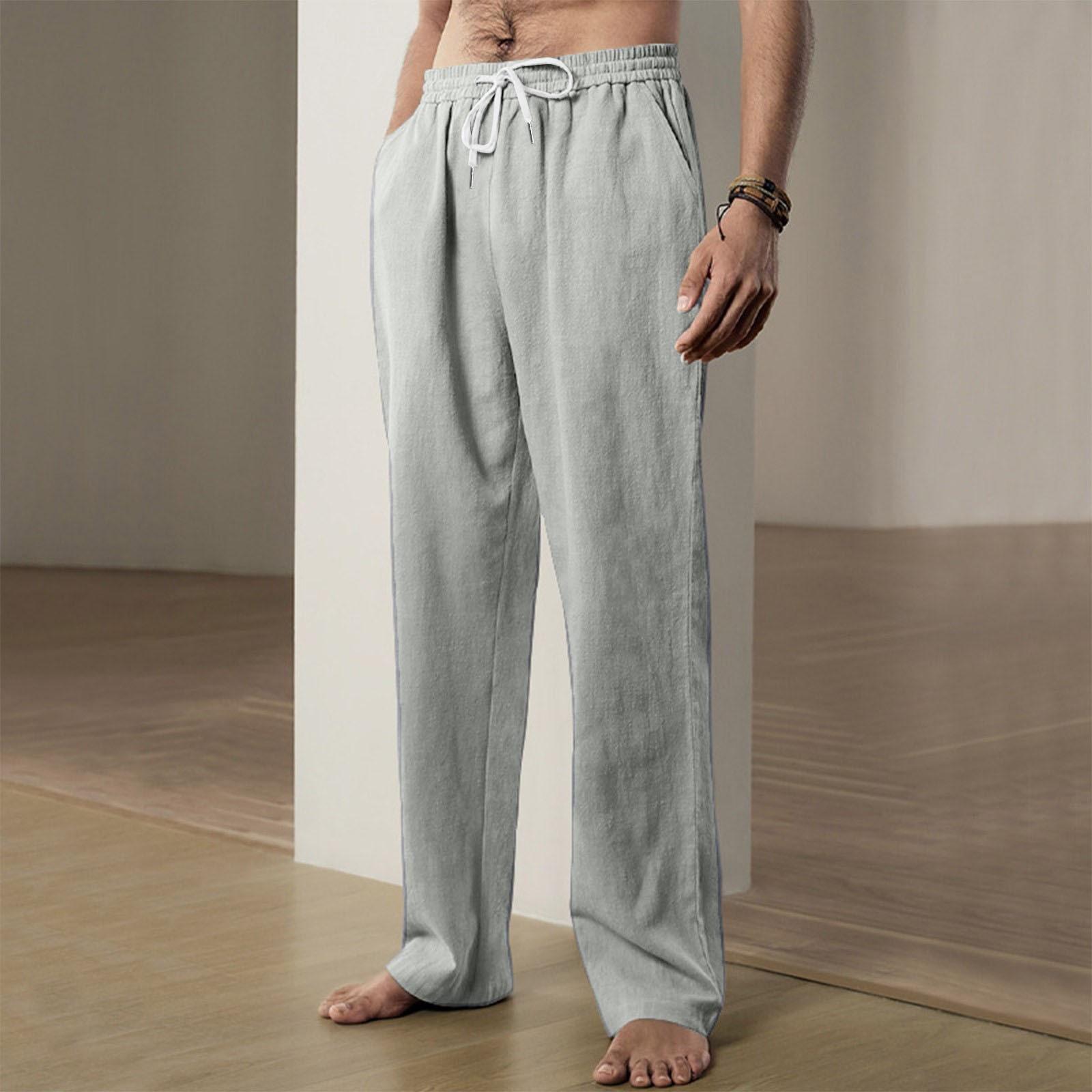 Casual Imitation Linen Beach Pants For Men s Loose Casual Pants And Long Pants XXXXXL