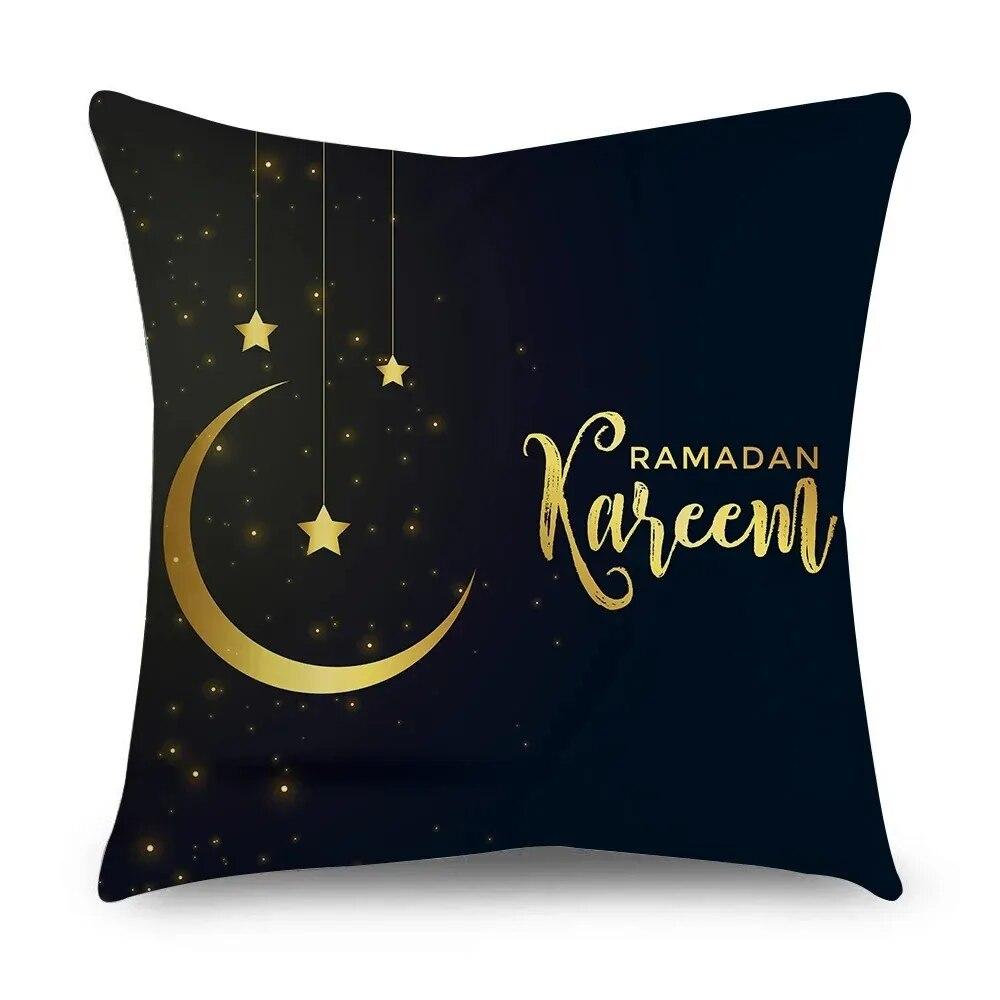 Ramadhan Cushion Cover Islamic Eid Mubarak Black Gold Pillow Cover Home Decor Sofa Decorative Pillow Cover 45cm*45cm
