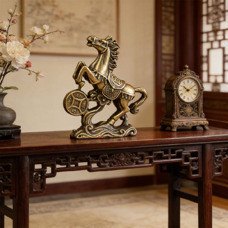 Metal Horse Statues Positive Energy Good Luck Showpiece Collectible Figurines Animal Sculptures for Home Office Decors