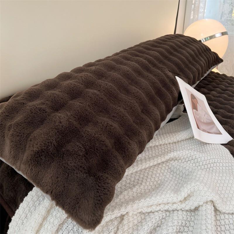 Extra Thick Milk Fleece Pillowcase Double Bed Anti-Oil Stain Long Size 150cm 180cm Soft Plush Pillow Cover