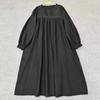 Johnature Japonské ženy Lesní šaty Vintage akordeon plisovaná krajka Volné Jednoduché Jednobarevné Podzimní Dámské Šaty