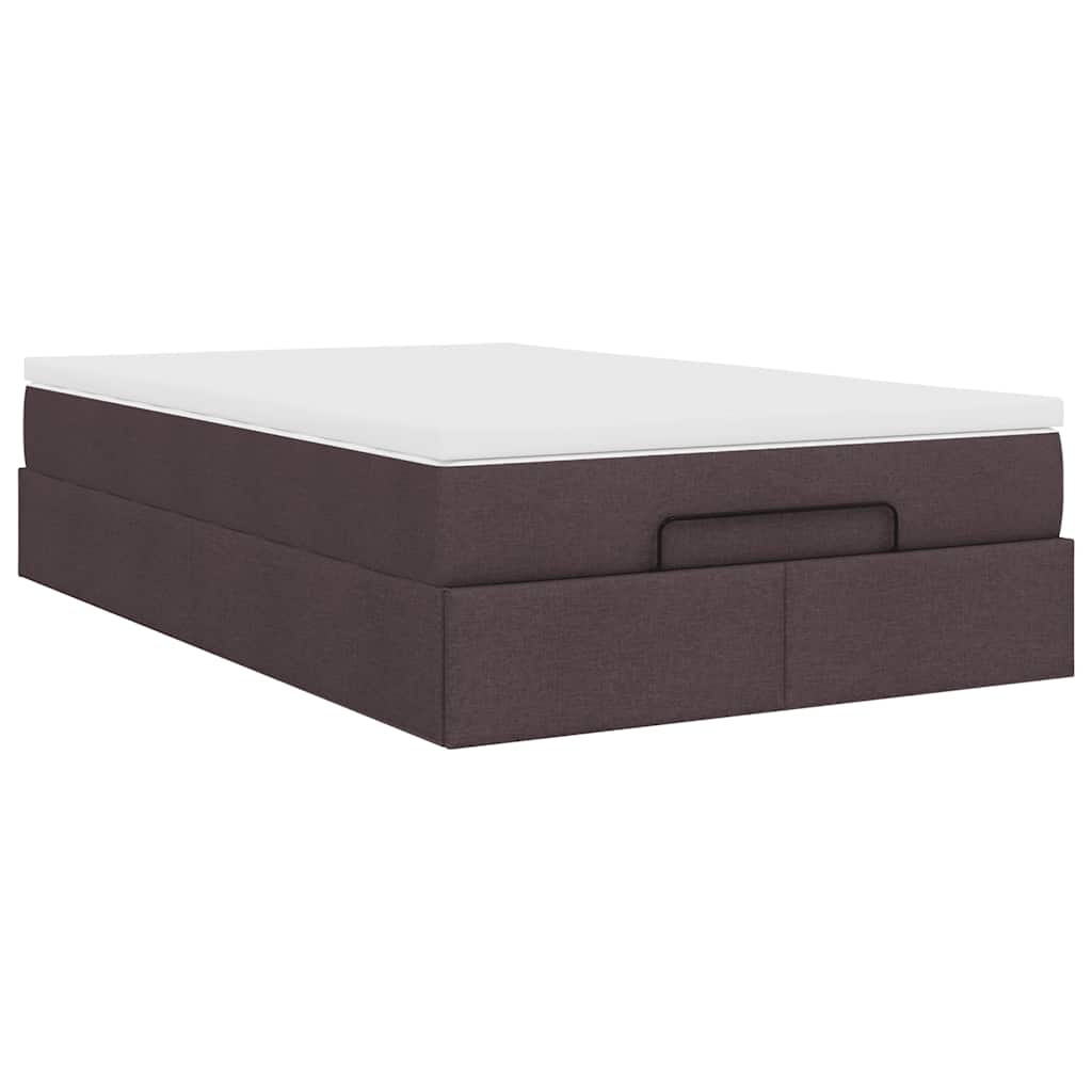 Ottoman Bed with Mattress Dark Brown 120x190 Cm Fabric