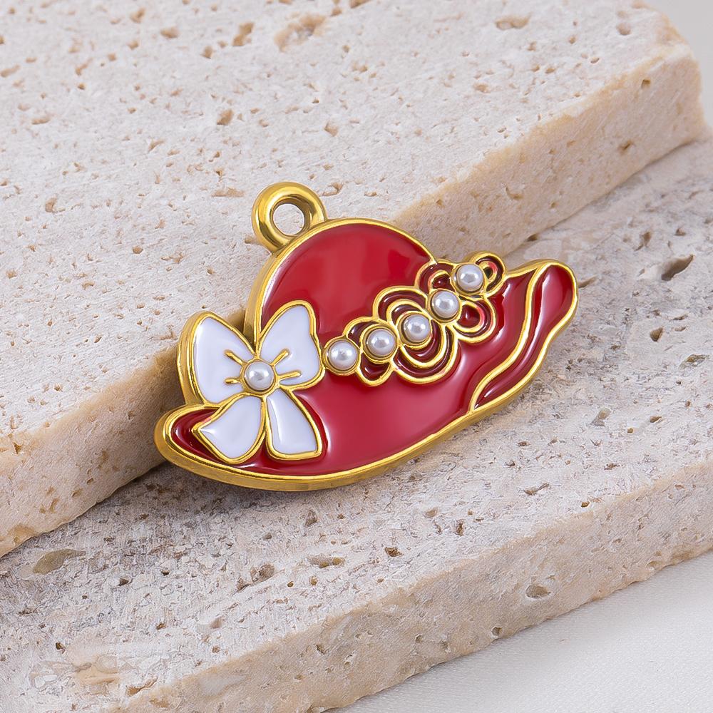 2pcs Stainless Steel Cartoon Enamel Bowknot Red Black High Heel Bone Pendant Necklace Earring Heart Charms Craft Jewelry Making
