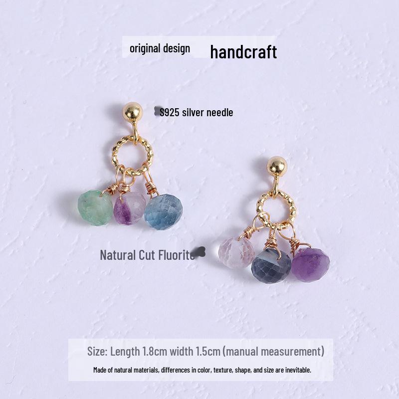 

Teardrop Fluorite Gemstone Stud Earrings - Versatile, Creative Design