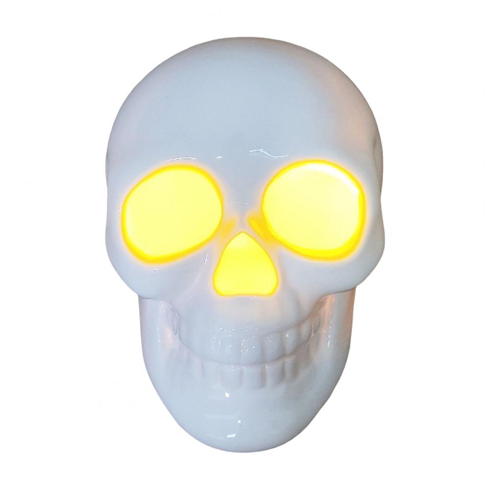 Light Up Halloween Decoration Ceramic Carved Pumpkin Skull Bat Figurine LED Tabletop Ornament for Desk Decor