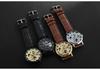 Winner Men's Double-Sided Skeleton Mechanical Watch, Gold Case with Brown/Red Strap.