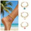 Gold Flower Pendant Anklet Adjustable Beach Jewelry Simple Oil-Dripped Foot Chain  Women