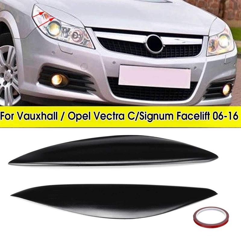 2Pcs Car Headlight Eyebrow Cover Trim Fiberglass Head Light Lamp Eyelid Sticker For Vauxhall/Opel Signum Vectra C Facelift 2006-