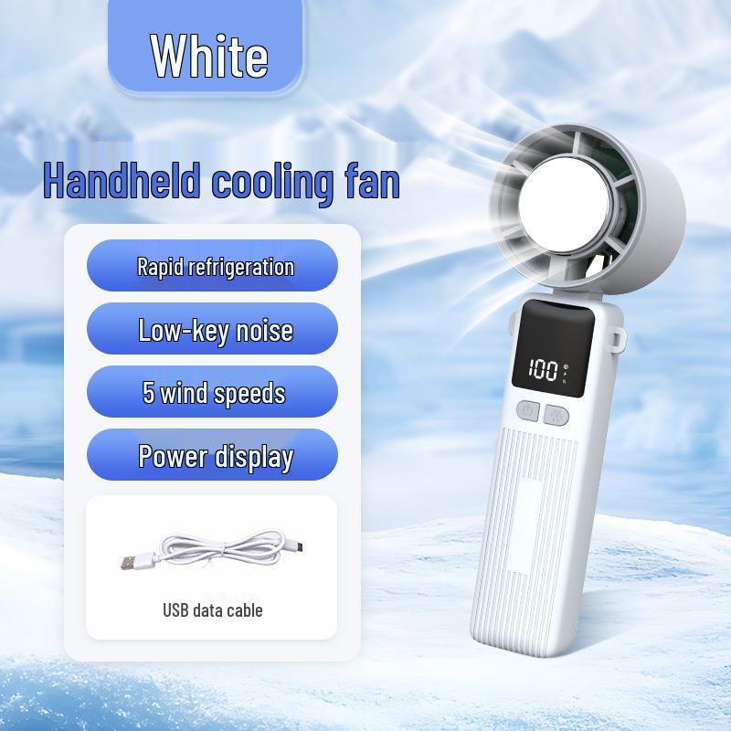Handheld Portable Mini Fan with Cooling Ice Pack – Silent, Foldable, Desktop-Compatible 5-Blade Fan