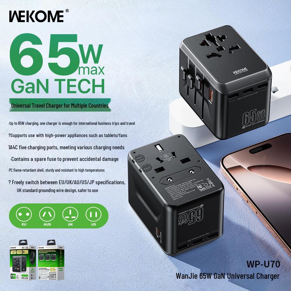 Welcome 65W Gallium Nitride Fast Charger - Global Plug Variants (US, EU, UK, AU, JP) Ghost Charger
