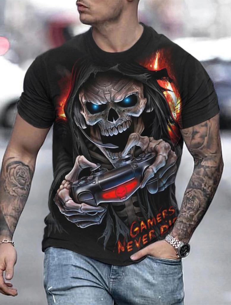 2023 New Men's Gender-Neutral T-Shirt 3D Printed Lion Round Neck Casual Short Sleeve Top Street Wea Men'st-Shirtoversizedt-Shirt