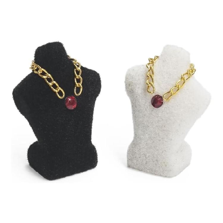 Realistic Miniature Doll House Jewelry Stand Model With Flocking Finish and Necklace for 1/24 Antique Cabinet Decors