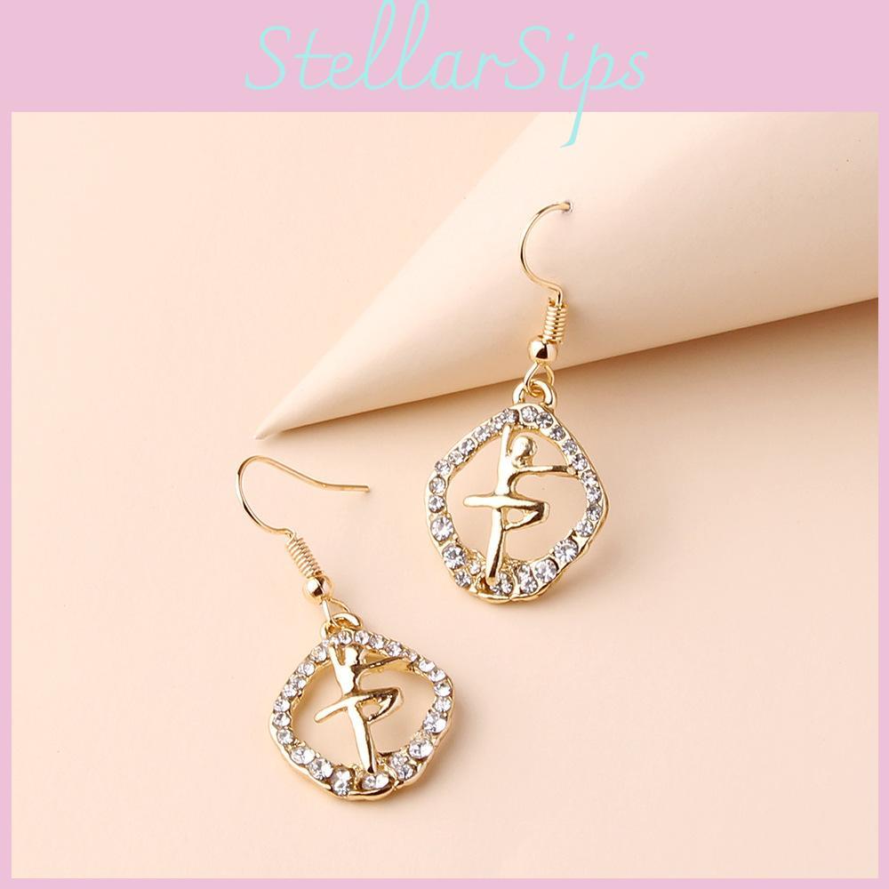 Fashion Trend Alloy Rhinestone Angel Dangle Earrings For Trendy Girls