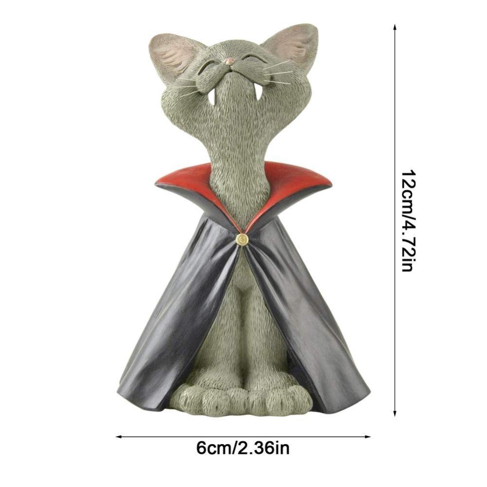 Resin Cat Statue Cute Halloween Black Cat Portable Desktop