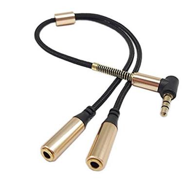 Haokiang Audio Splitter Επιχρυσωμένο 90 ​​μοιρών με ορθή γωνία αρσενικό έως 2 θηλυκά ακουστικά ακουστικών στερεοφωνικό καλώδιο προσαρμογέα Splitter Y για καλώδιο αναπαραγωγής MP3,