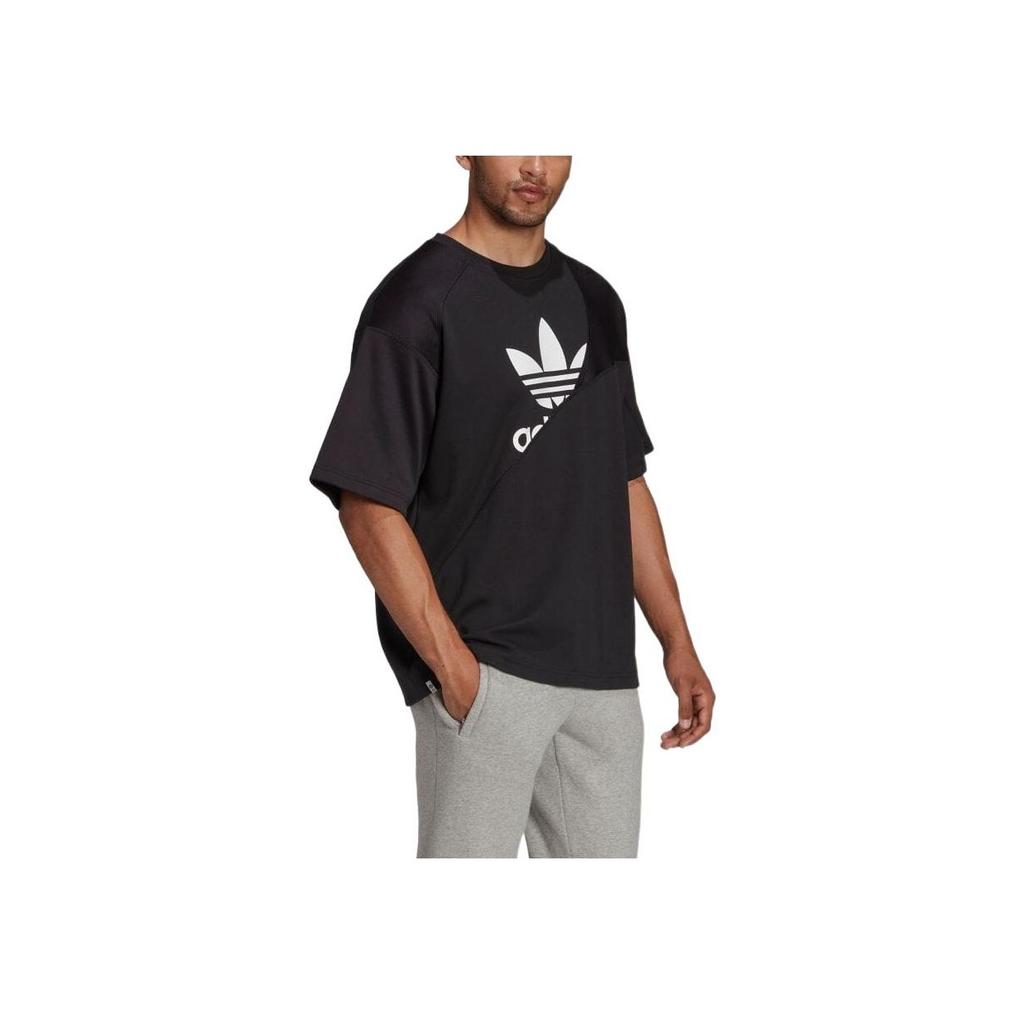 Adidas Originals Logo Print Crew Neck Casual T-Shirt Men Tops Black HG1438