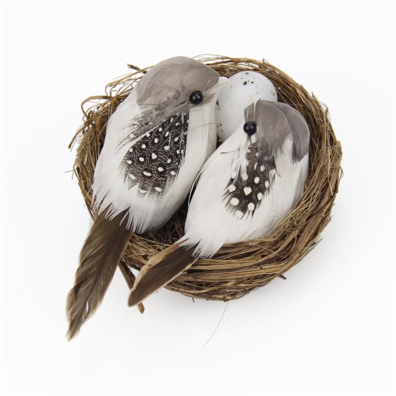 Realistic Artificial Bird Nest With Bird Eggs Car Ornament For Garden Party Lawn Decoration
