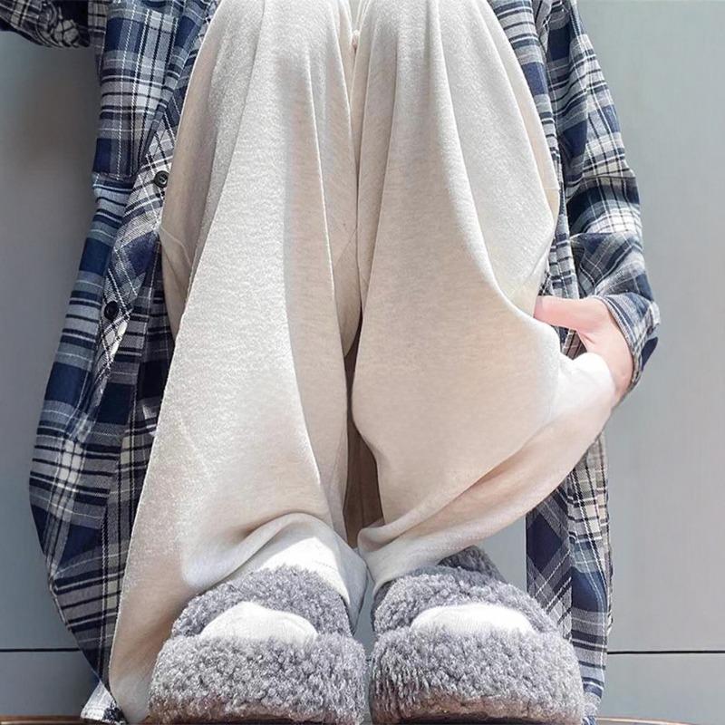 Glutinous rice pants women's autumn lazy and loose wide-leg pants new small drooping casual straight-leg pants