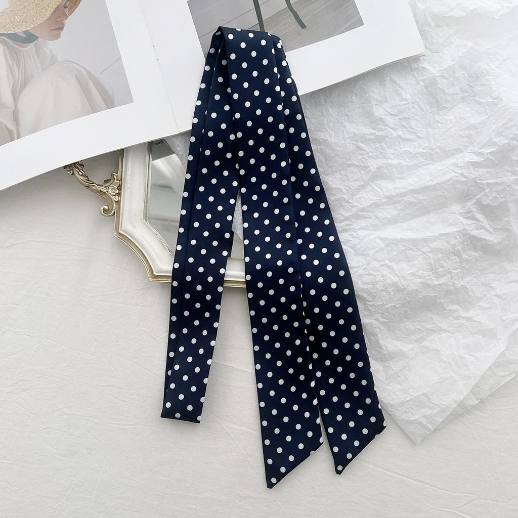 American Retro Spice Girl Polka Dot Silk Scarf Women'S Spring And Autumn Thin Versatile Niche Design Millennium Style Long Scarf Scarf