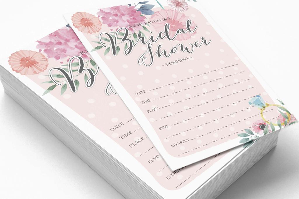 Inkdotpot 30 Einladungen zur Brautparty, Blumenmuster, Hochzeitseinladungen zum Ausfüllen, blanko