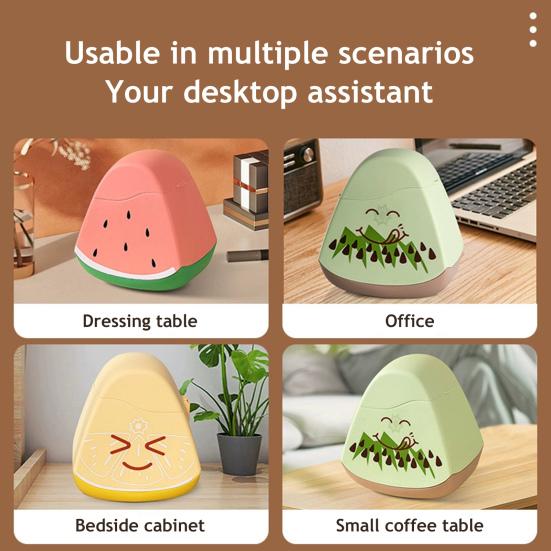 Desktop Trash Can Small Body Large Capacity Fruit Pattern Design Flip Cover Mini Waste Basket Home Decor