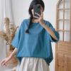 Johnature Summer Casual Solid Color Simple Women Tops All Match O-neck Short Sleeve Loose Female T-Shirts