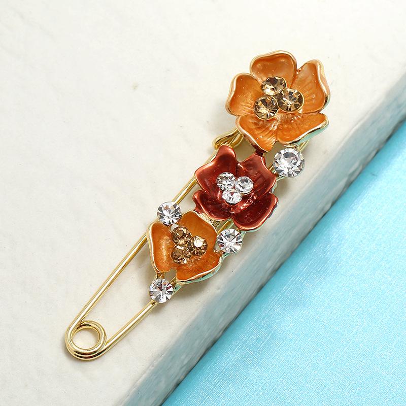Oil silk scarf buckle brooch women's fixed clothes cardigan pin tulip flower temperament versatile accessories
