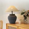 E27 Table Lamp Lampshade Linen Fabric Shell Japanese Zen Rattan Hand Woven Lamp Cover Wabi-Sabi Style Bedside Floor Lamp Shade