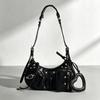 Y2K Shoulder Bag New Fashion Bag Women's High-end Rivet Armpit Motorcycle Bag Retro High-end Messenger Bag