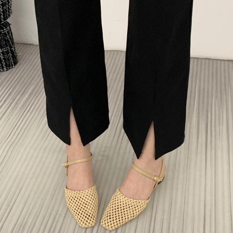Fashion Retro Mesh Hollowed Women Sandals Fashion Back Strap Buckle Wedge Sandals Woman Comfortable Breathable Non-slip Slide Sandals