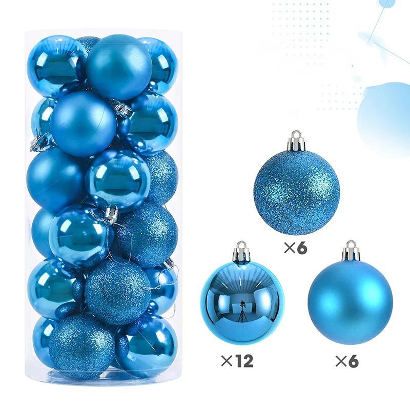24Pcs 6cm Christmas Ball Decoration for Christmas Tree Hanging Pendant Ornaments Home Room Decor New Year Navidad DIY Gift Box