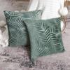 1Pc Velvet Leaf Throw Pillow Covers, Modern Square Decorative Pillowcase, Neutral Palm Cushion Case for Sofa Couch 18 x 18 Inch
