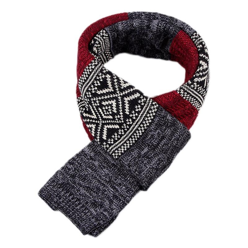 New Winter Men's Scarf Checkered Scarf Keep Warm Casual Knit Neckerchief Patchwork Wool Cashmere Scarf AC086